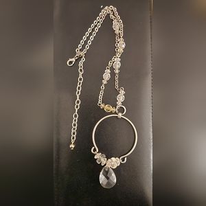 Crystal, stone and metal circle necklace